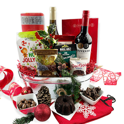 Chocolate & Red Wine Christmas Wine Baskets